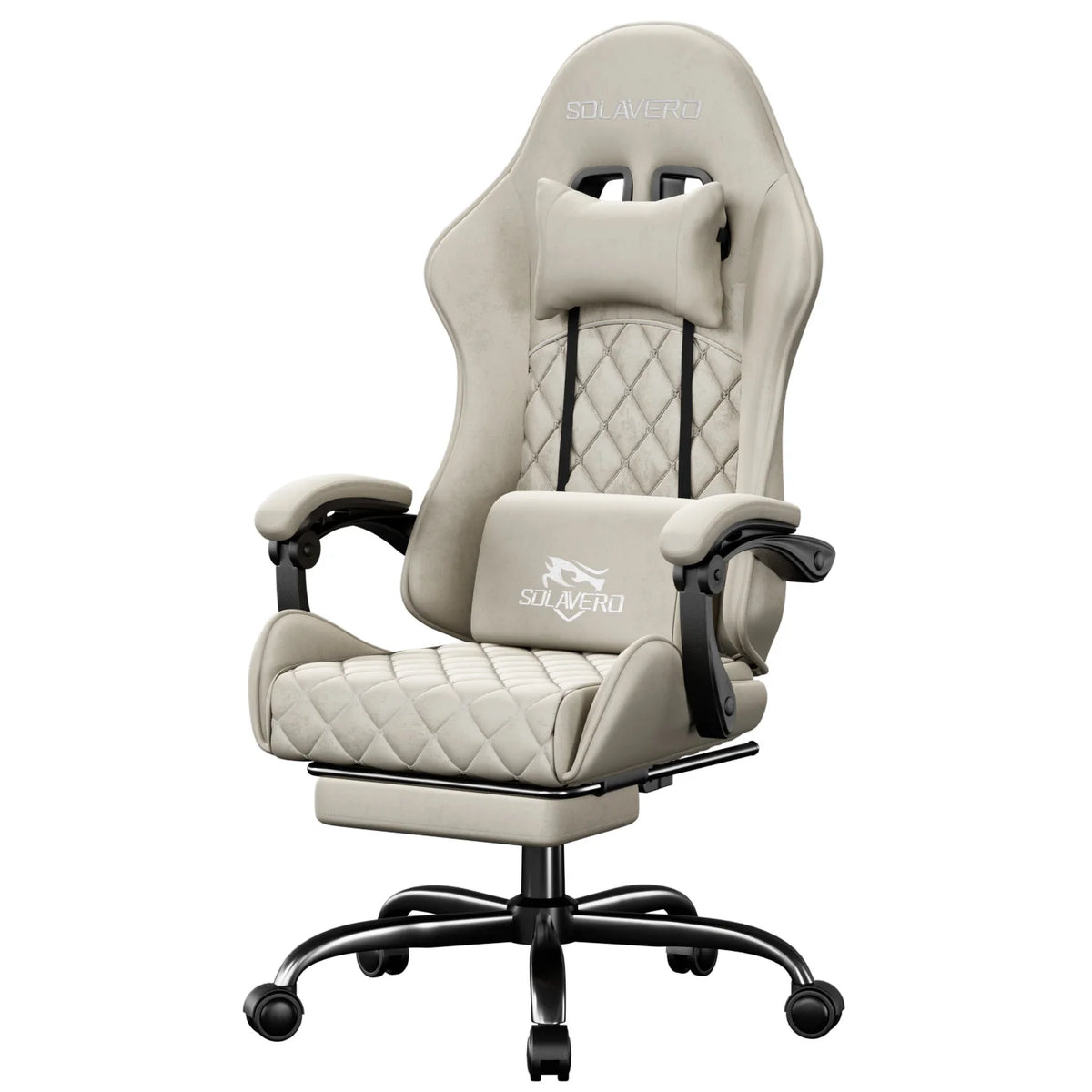 Massage Gaming Chair, Computer Office Chair with Comfy Fabric, Height Adjustable Game Chair with 360°-Swivel Seat and Headrest
