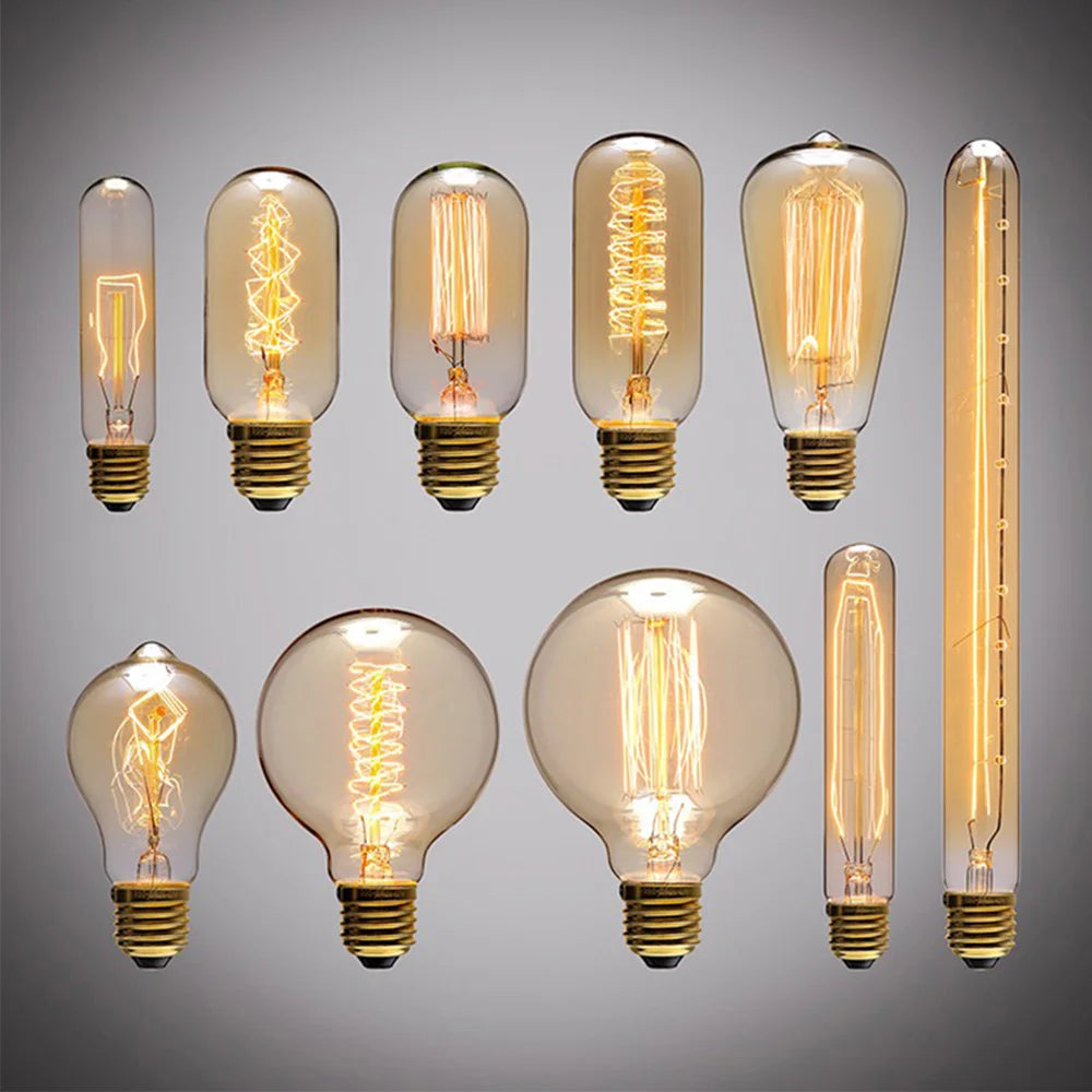 Retro Edison Light Bulb E27 40W 220V A60 ST64 G80 G95 T45 Incandescent Bulb Ampoule Vintage Edison Lamp Filament For Home Decor