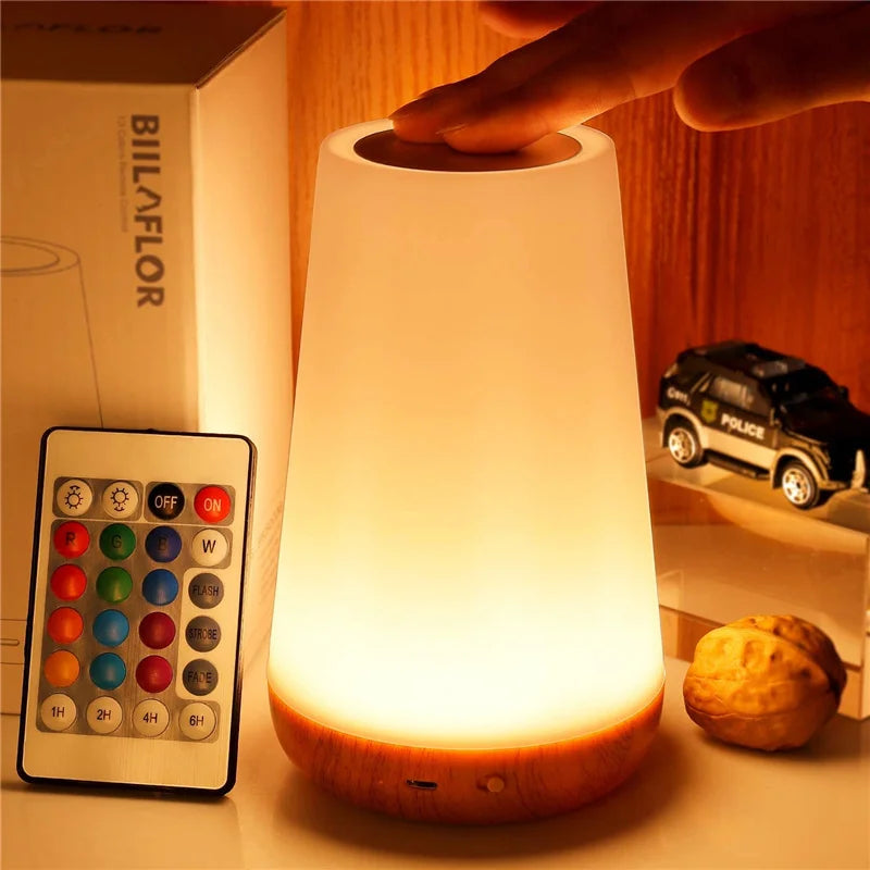 Create the perfect ambience with this LED night light that features 13 color options and is remote-controlled for convenience. Simply touch to control!