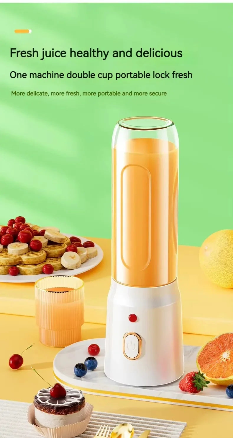 Portable Blender Juicer 450ml Electric Fruit Juicer USB Rechargeable Lemon Orange Fruit Juice Cup Smoothie Blender 2cups