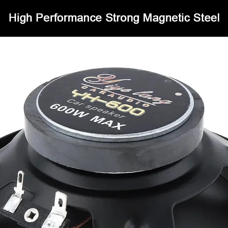 Car Audio Speaker 6 Inch 600W 2-Way Full Range Frequency Automotive Audio Loudspeaker Heavy Mid-bass Ultra-thin Modified Speaker