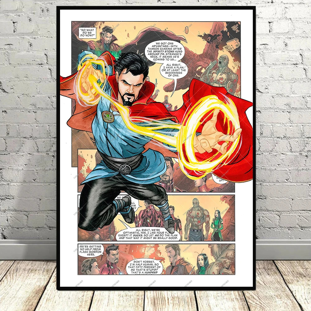 Frameless Marvel Movie Avengers Wall Art Canvas Posters Superhero Spiderman Iron Man Home Decor Children Room Canvas Painting Mu