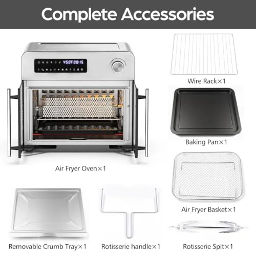 French Door Air Fryer Toaster Oven Combo, 10-in-1 Air Fryer Toaster Oven with Rotisserie, 24QT Large Countertop Convection Oven