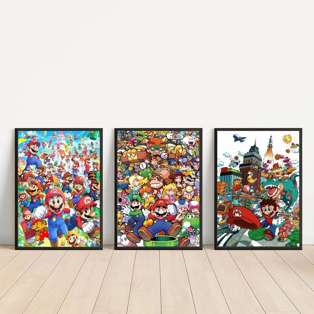 Game Super Mario Self-adhesive Art Poster Retro Kraft Paper Sticker DIY Room Bar Cafe Stickers Wall Painting