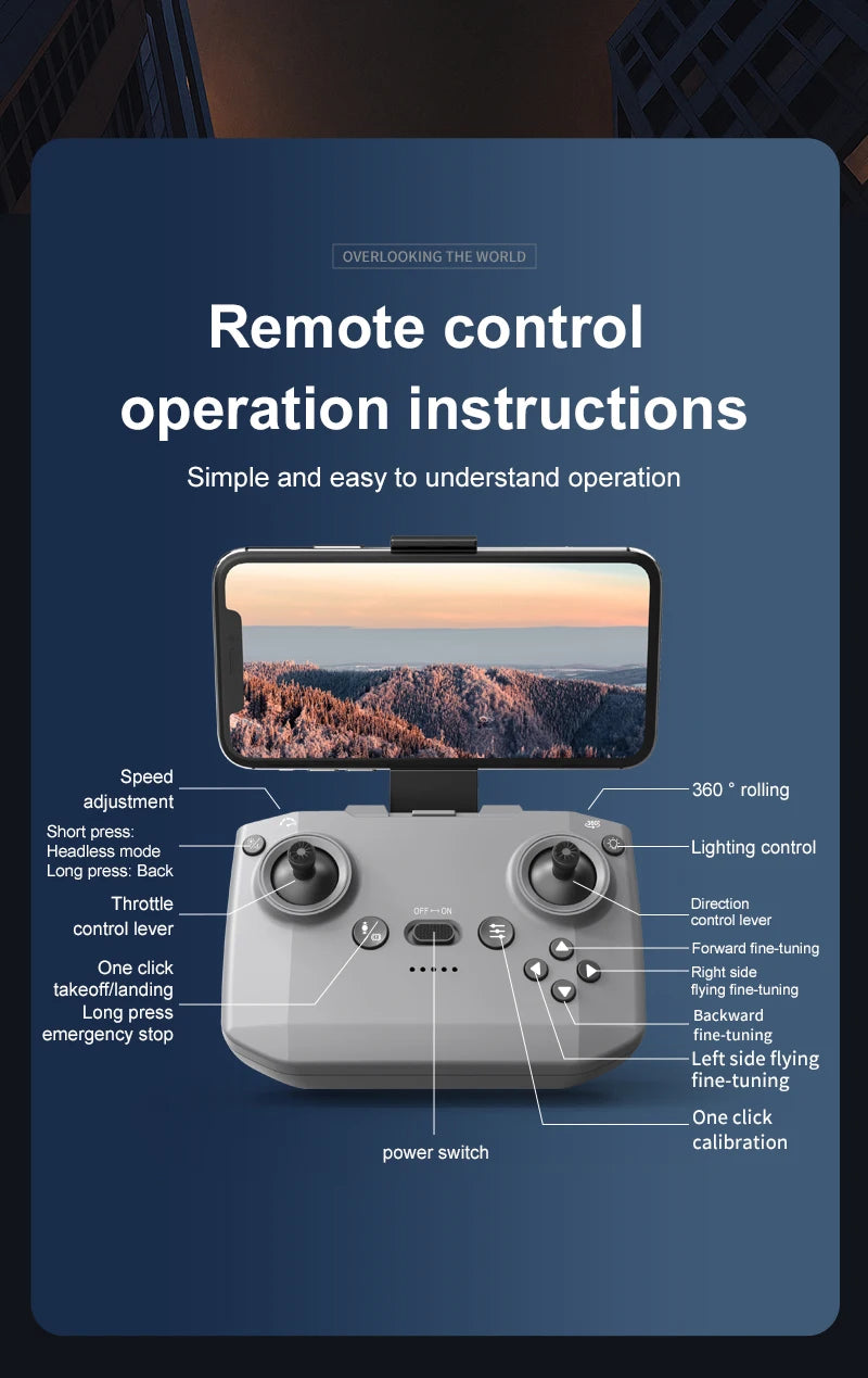 Remote-controlled drone, high-definition dual camera, intelligent positioning, 2.4-inch display screen, multiple operations