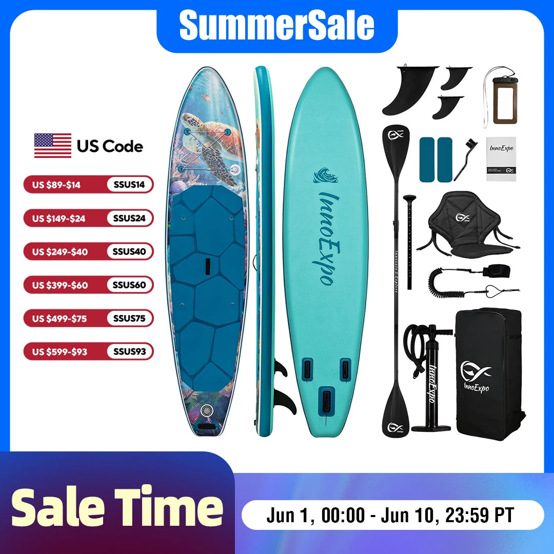 InnoExpo Stand Up Paddle Board Inflatable Surfboard Surf Sup Board Non-Slip Water Sport Paddleboard with Accessories