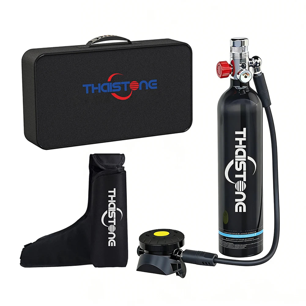 THAISTONE-1L Portable Scuba Diving Tank Underwater Oxygen Cylinder Professional Diving Equipment with Adapter, 15-25 Minutes