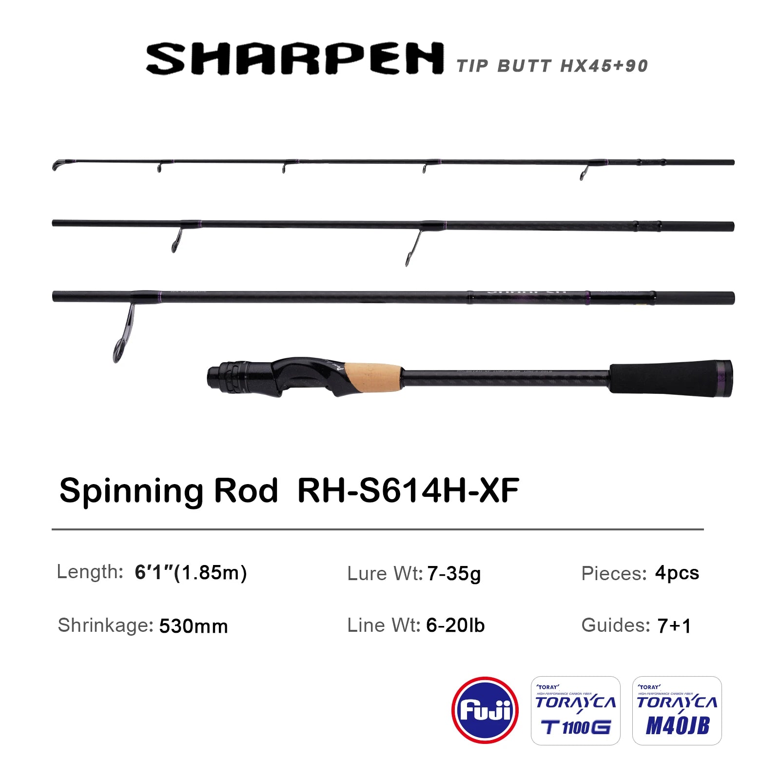 PURELURE SHARPEN Soft Lure Long Spinning and Casting XF/MF Action Rods FUJI Components Bass Pike Rod Fishing Rod Spinning Reel