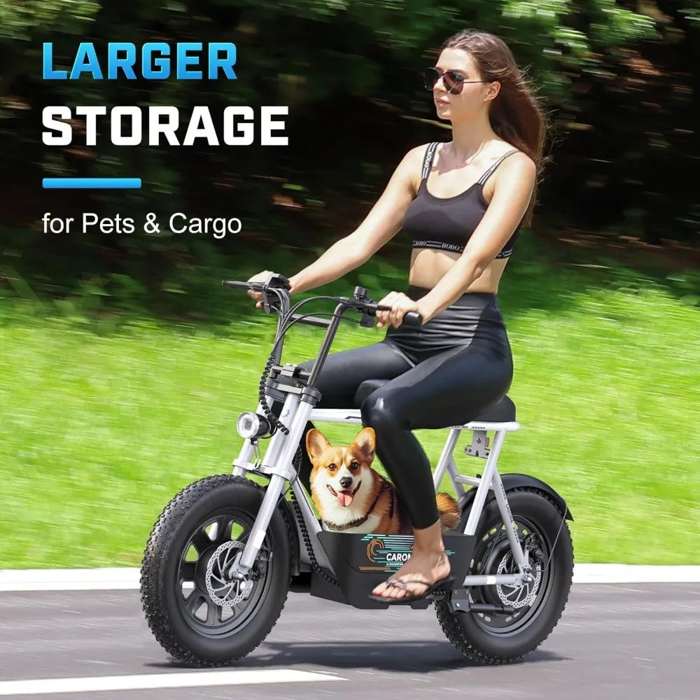 US Shipping Hot New 1200W Peak Electric Scooter with Seat 16 Inch Fat Tire Electric Dirt Bike 30 Miles Range 20 Mph Speed