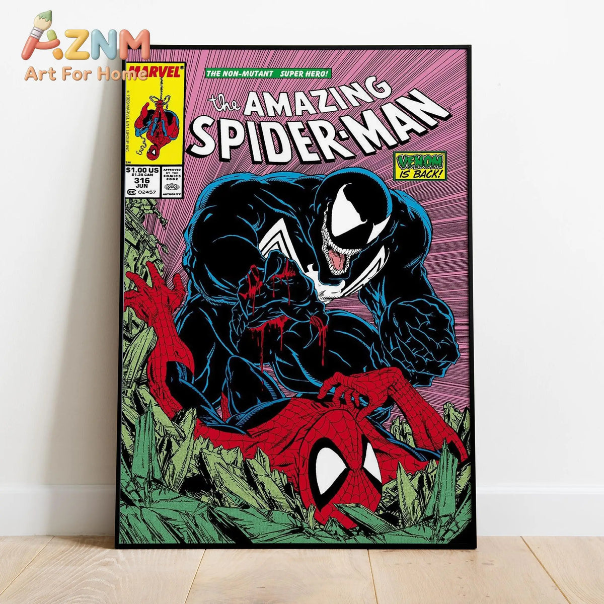 Spider Man Comic Book Covers Poster, Comics Print, Wall Art, Gift for Animation Fans