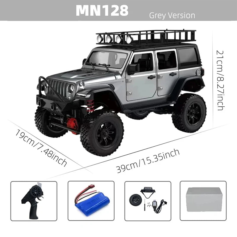 MN128 1/12 RC Car 4WD Jeep Model 2.4G Remote Control LED Light 4X4 Off Road 4WD Climbing RC Truck Electric Toy Car Gift for Boy