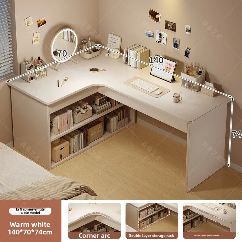 Firm Computer Desk, Bookshelf, Integrated Corner Workbench, White Corner Learning And Writing Desk Factory