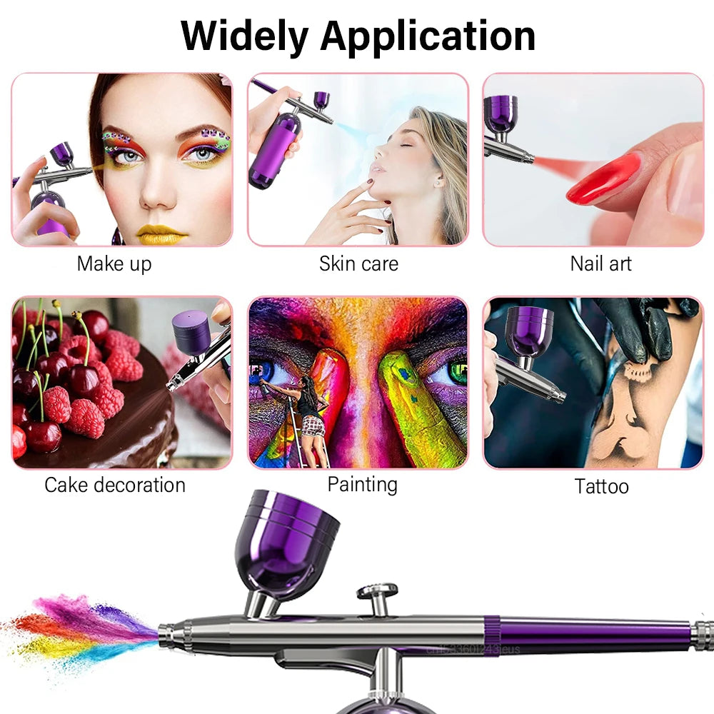 Airbrush Nail Mini Air Brush Nano Oxygen Injector Spray Gun for Nail Art Cake Painting Portable High Pressure Air Compressor