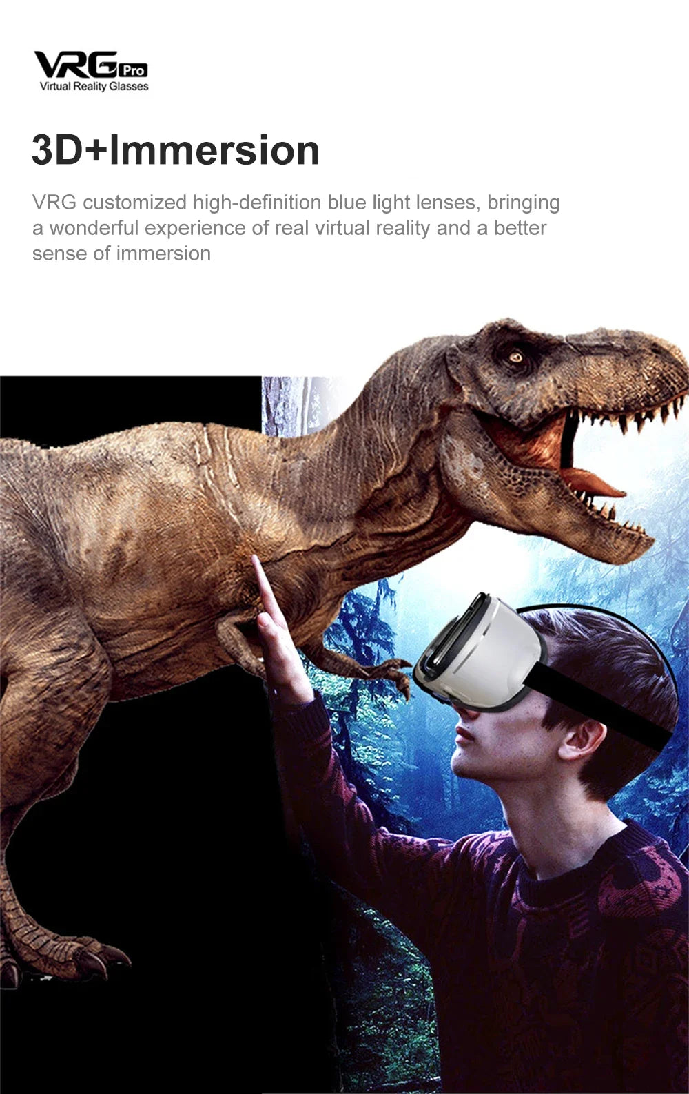 VR Virtual Reality 3D Smart Glasses Stereo Helmet Headset With Remote Controller For IOS Android Smartphones Virtual World 7"