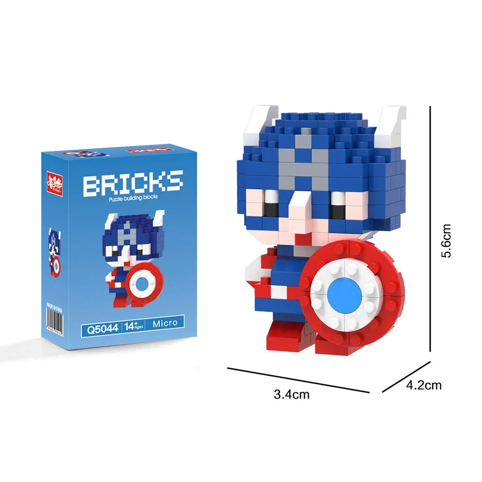 Spider-Man, Iron Man, Captain America & Batman Q-Version Mini Particle Building Blocks, Cartoon Merchandise, DIY Holiday Gift