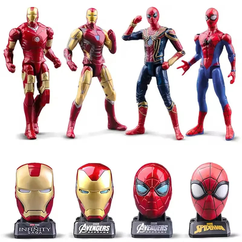 Marvel Action Figure Deformable Toy Iron Man MK3 Captain America Joints Mobility Head Shaped Statue Model Doll Toys Kids Gifts