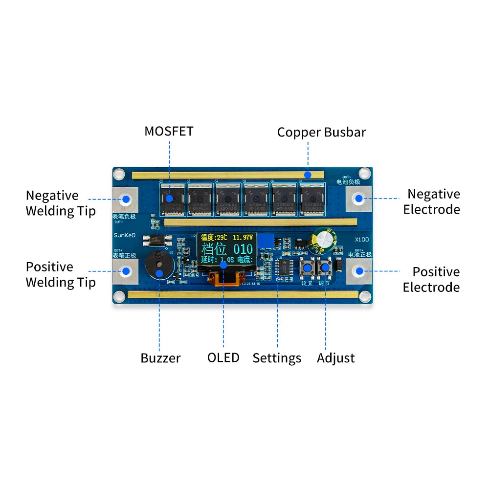 X100 Portable Spot Welder 100 Gear Adjustable LCD Display DIY Battery Welding Machine For 18650 21700 Nickel Strip 0.1–0.3mm