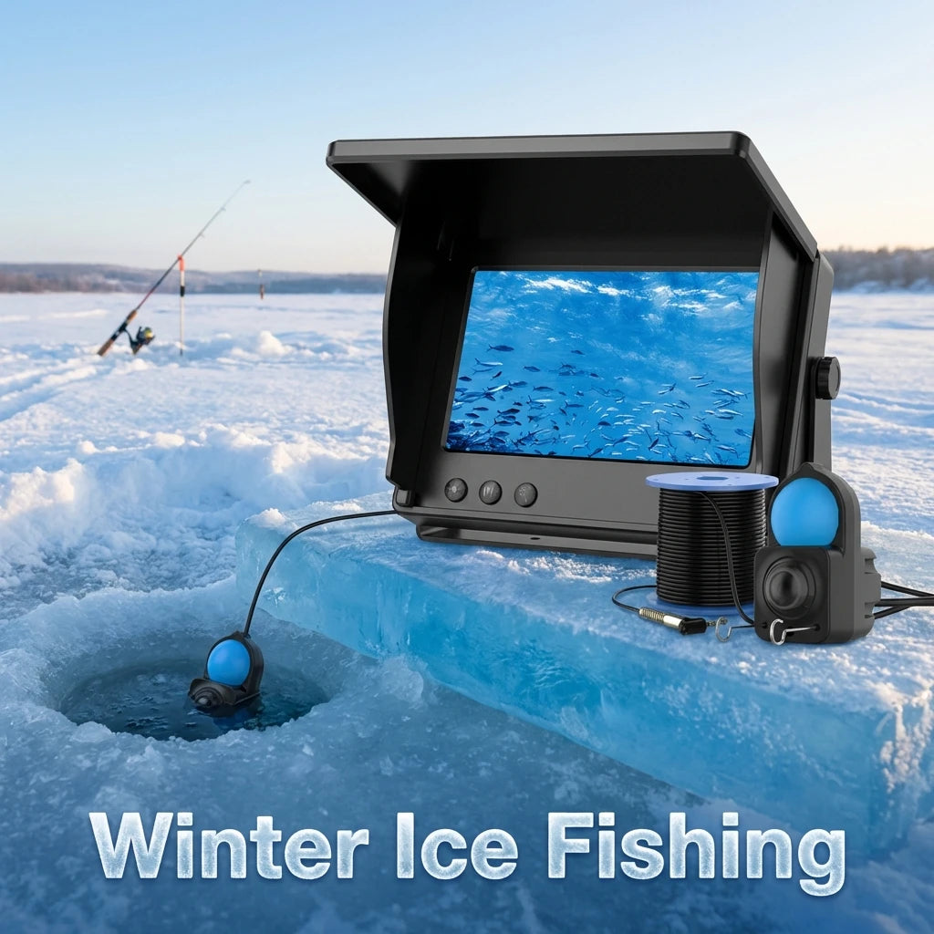 4.3" HD Underwater Fishing Camera,  Portable Fish Finder with Monitor With Night Vision Lights for Lake Boat Ice Fishing