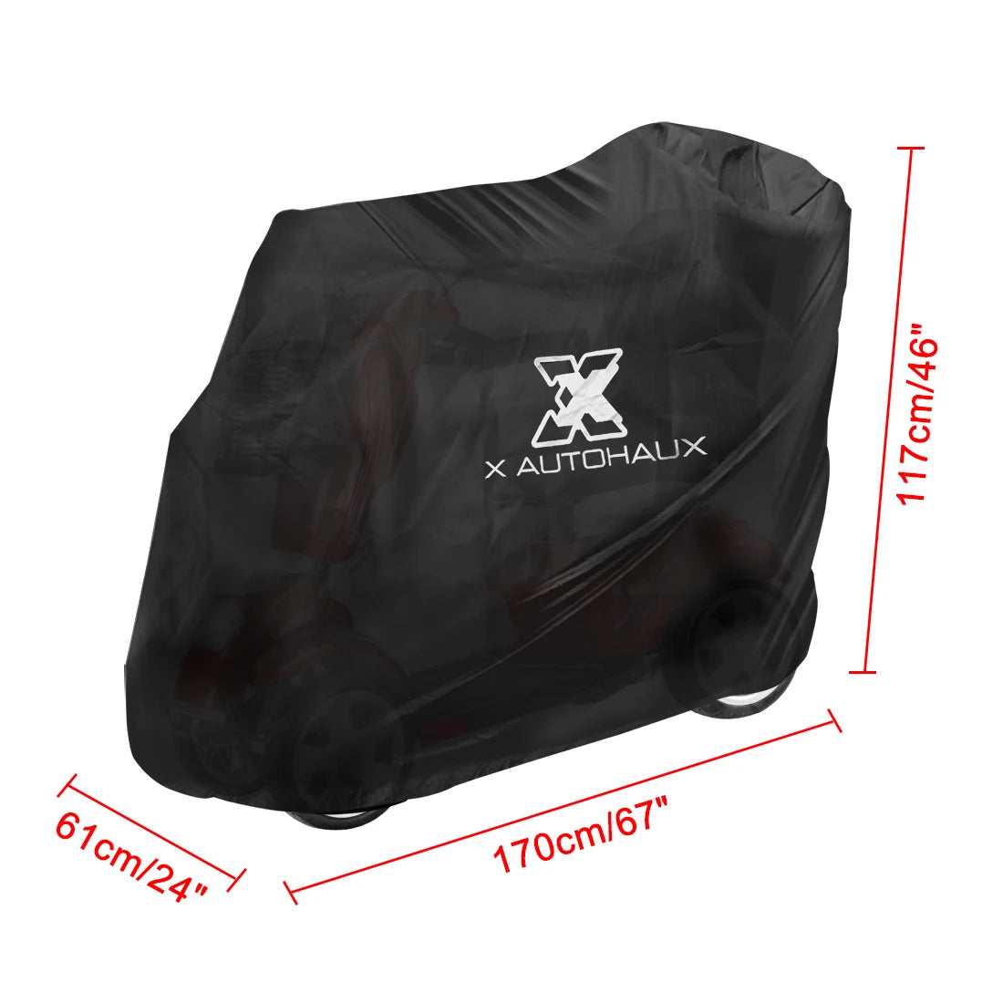 X AUTOHAUX Motorbike Mobility Scooter Cover Dustproof Waterproof Rain Protection 210D Oxford 183x76x158cm 170x61x117cm