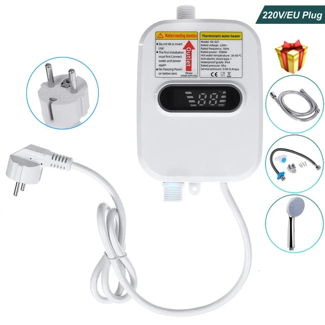EU/US Plug 3500W Electric Thankless Mini Instant Hot Water Heater 220/110V bathroom Faucet Tap Heating 3 Seconds Instant Heating