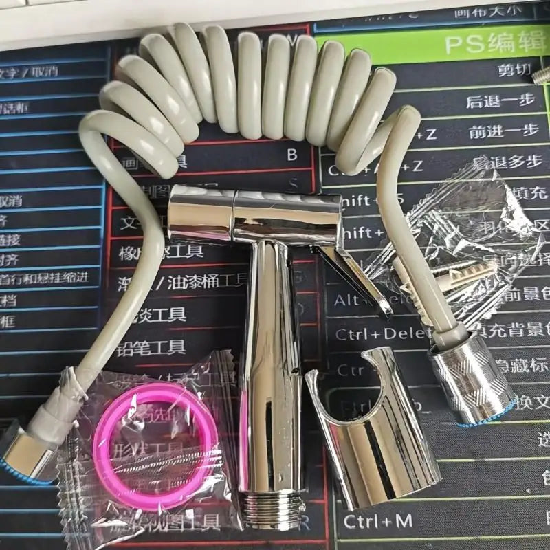 High Pressure Bathroom Cleaning Spray Gun plastic Hand Shower Kit Equipped With 4.8in Hose And Wall Holder Bracket