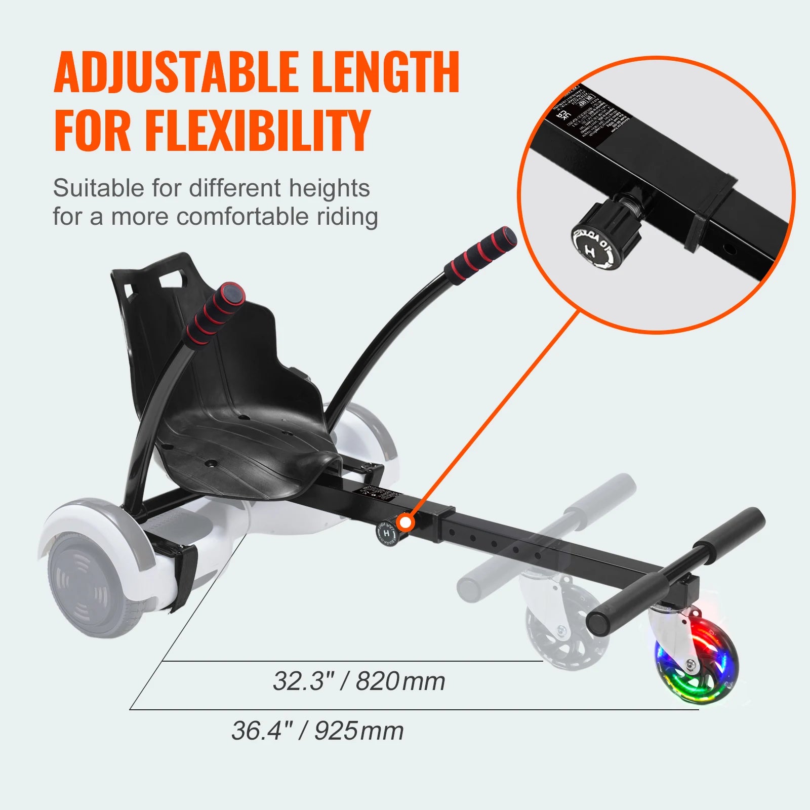 SucceBuy Hoverboard Seat Attachment for 6.5" 8" 8.5" 10" Hoverboards 220 LBS Load Capacity Hover Board Accessory for Kids