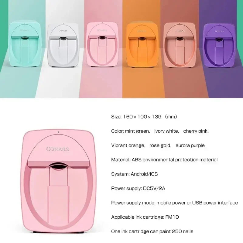 Portable 3D Painted Nail Printer Machine Intelligent Automatic Printing Celebrity Home Nail Machine Artifact With Cartridge