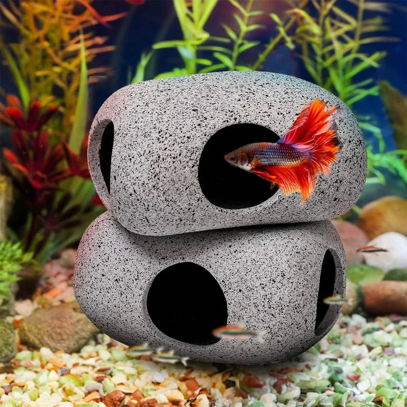 Fish Tank Underwater Cave Decoration, Fish And Shrimp Shelter, Ceramic Landscape Decoration, Purple Clay Aquarium Decoration