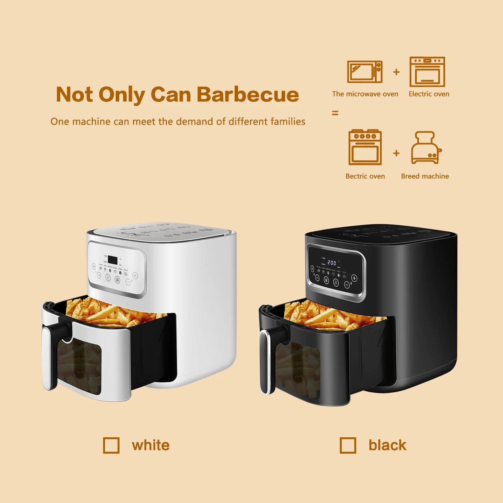 Stainless steel household 10 liter large capacity intelligent electronic digital fryer, oil-free multifunctional touch screen ai