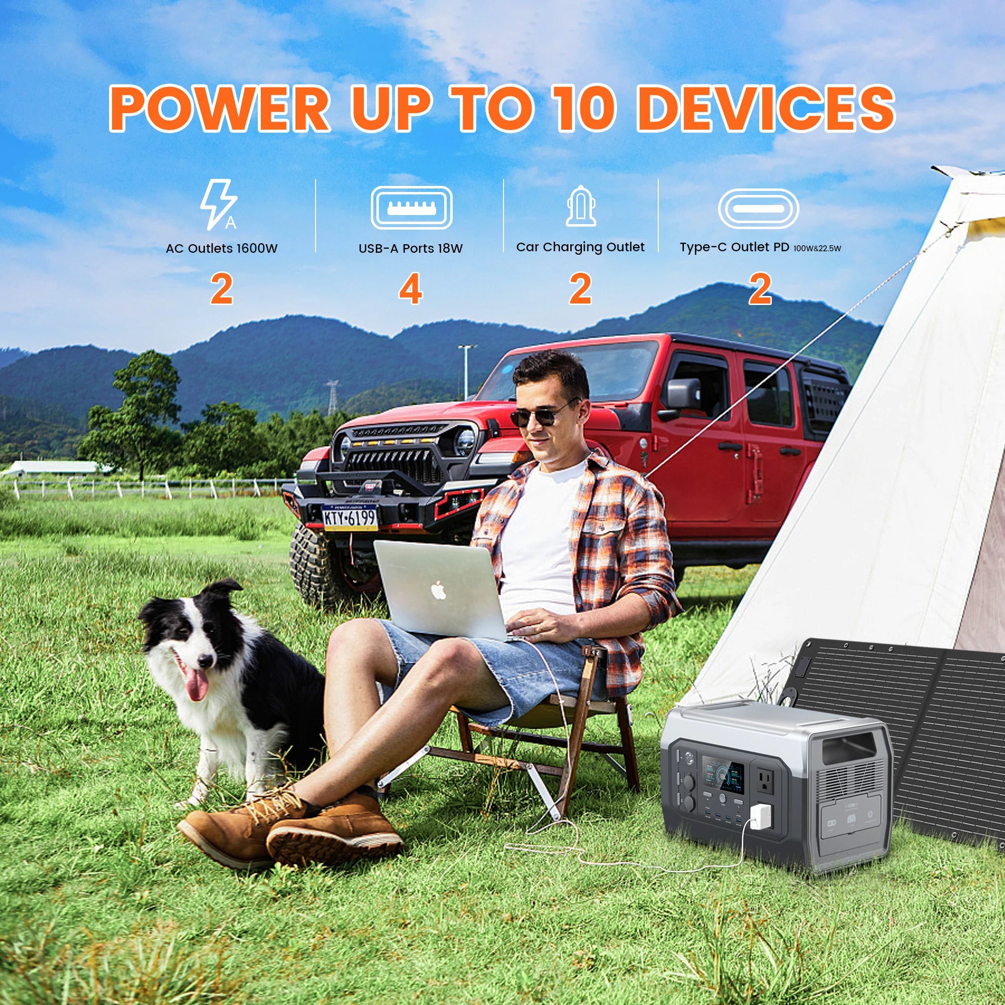 CTOLITY XP1000 1800W Portable Solar Generator Power Station 1024WH Lifepo4 Battery Camping Charging Outdoor Laptop Phones RV