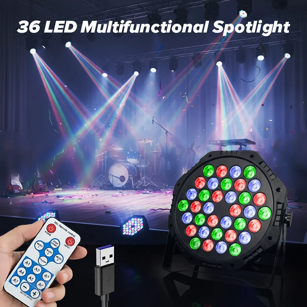 36 LED USB RGB Flat Par Stage Light DMX512 Control Activated Colorful Effect Lamp For KTV Club Bar Disco Party Stage Decor Lamp