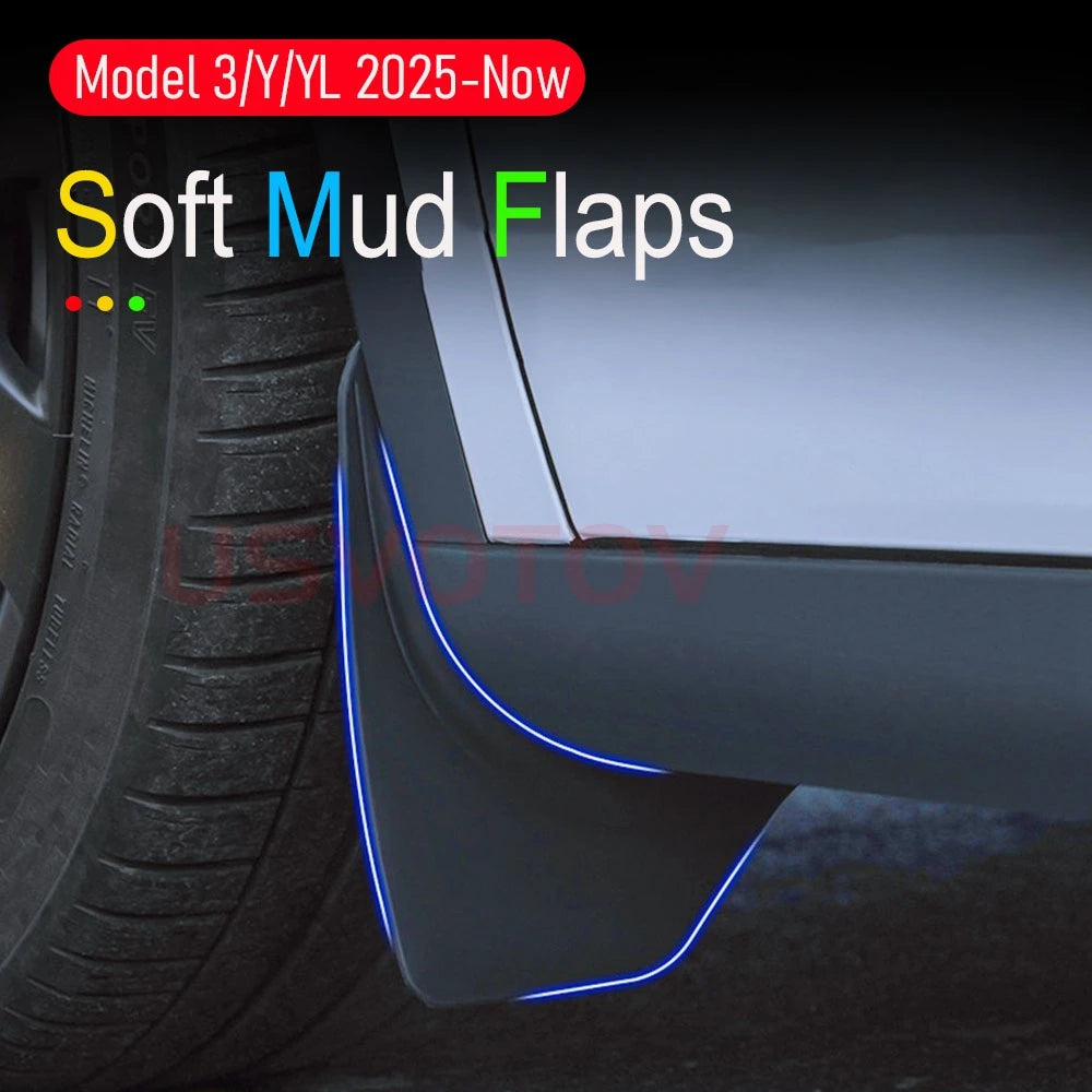 Protect Paint Mud Flap for Tesla Model 3 Y YL Accessories 2025 2026 Mud Flaps Tire Splash Guards All Weather Mudflap Accessories