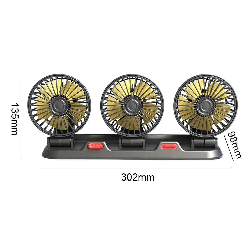 USB Charge Dual Head Fan Car Seat Back Cooling Fan Summer 360 Degree Rotation Auto Headrest Ventilation Fan Neck Cooler