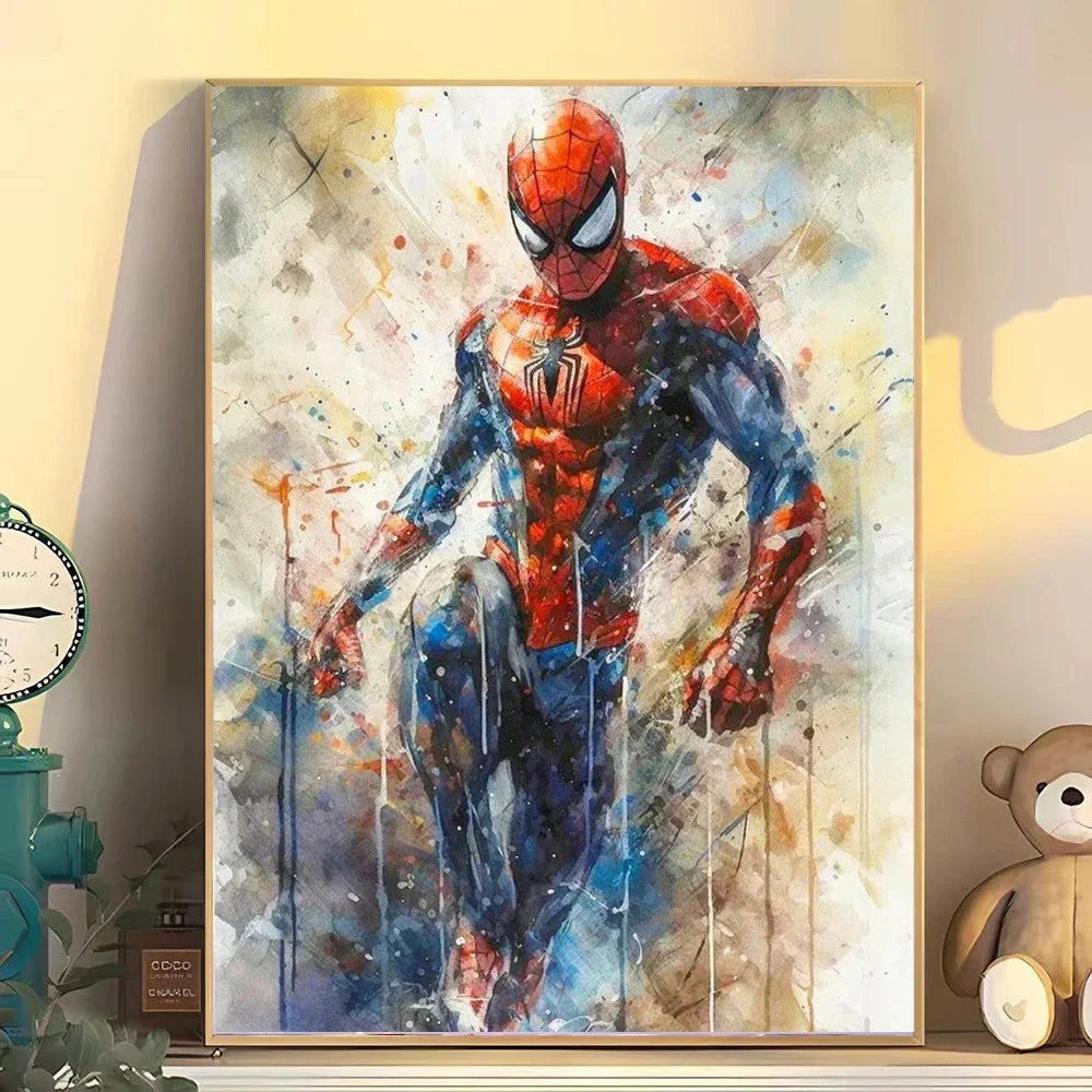 1pc Frameless Canvas Painting Marvel Movie Art Poster Spider Man Iron Man Deadpool Canvas Painting Classic Anime Character Mural