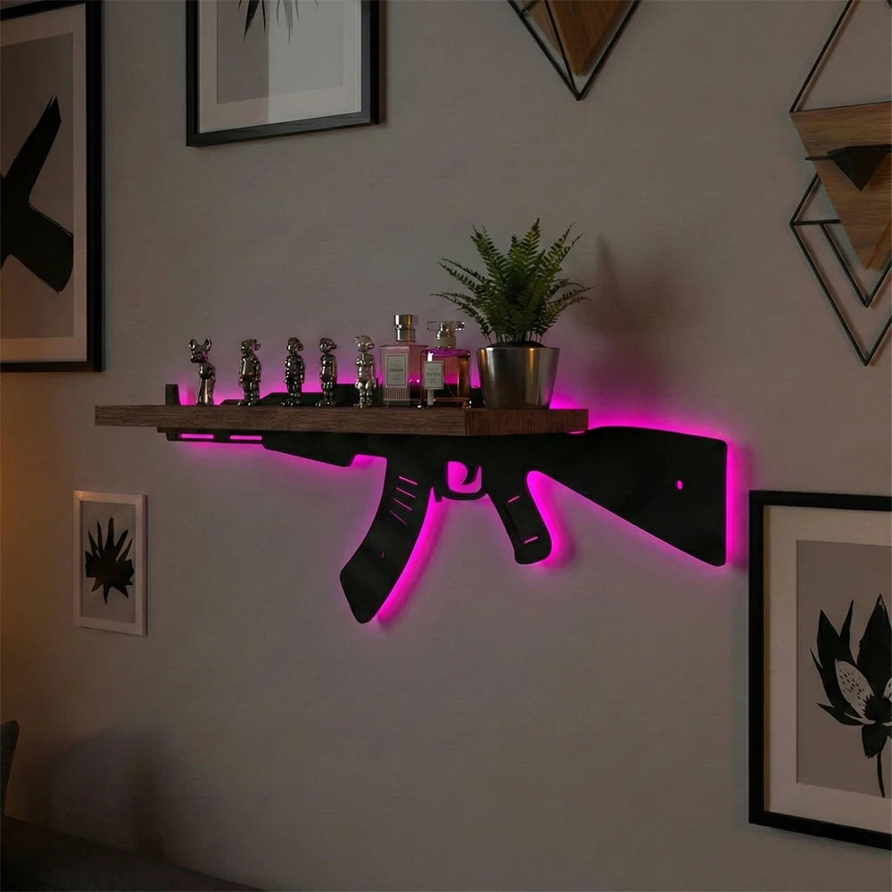 Crystal Display Shelf for Wall,Wall-mounted Silhouette LED Storage Shelf, E-sports Room & Home Decor Storage Rack