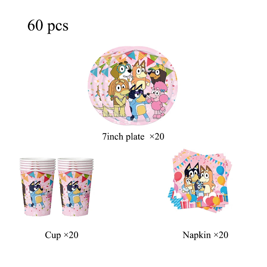 Blue dog Birthday Party Supplies Goodie Bag Stuffers Fillers Tableware Plates Cups Napkins Tablecloth Party Favor Decorations