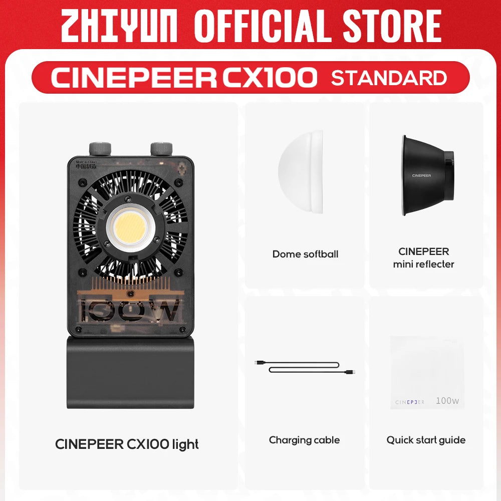 ZHIYUN Official CINEPEER CX100 100W Pocket Video Light Handheld LED COB Light Photography Fill Light For Live Streaming Outdoors