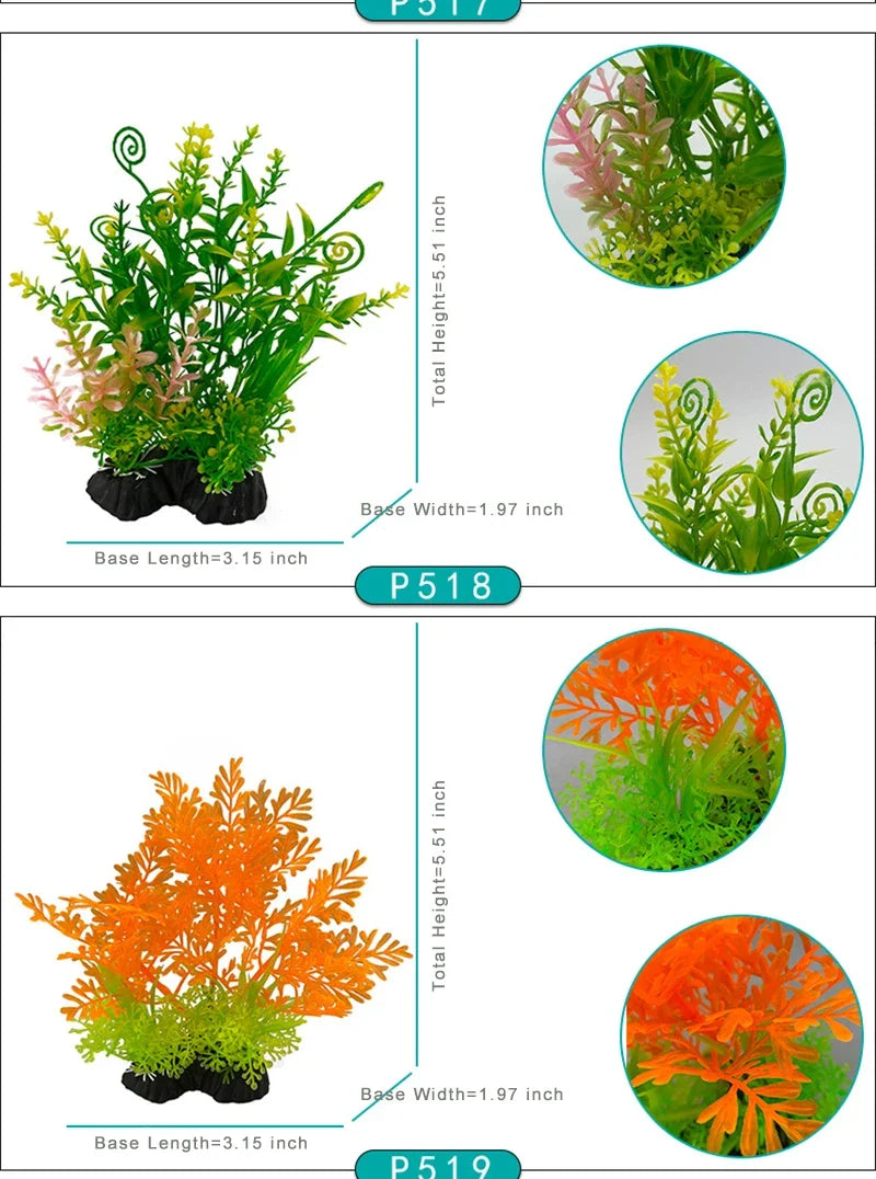 Fish Tank Ornament Plant Aquarium Artificial Decor Plants Simulation Water Grass Fish Bowl Plastic Weeds Decoration 5.5 inch