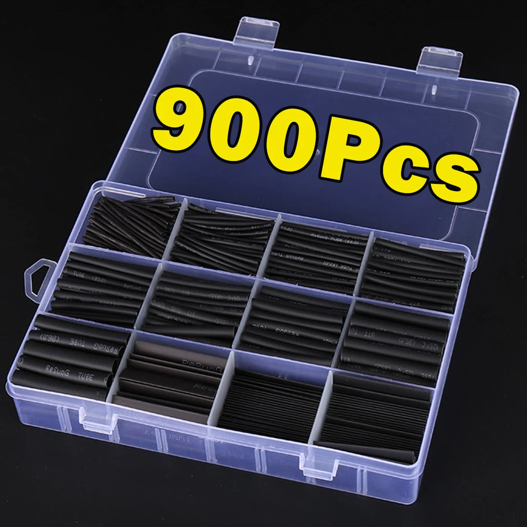 Protect your wiring with this black heat shrink tube kit—thermoresistant tubing ideal for wire wrapping, electrical connections, and cable insulation!