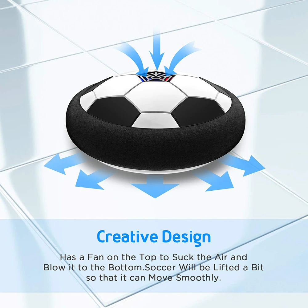 Score big fun with this electric floating soccer ball toy—featuring LED lights and music to keep kids entertained for hours!