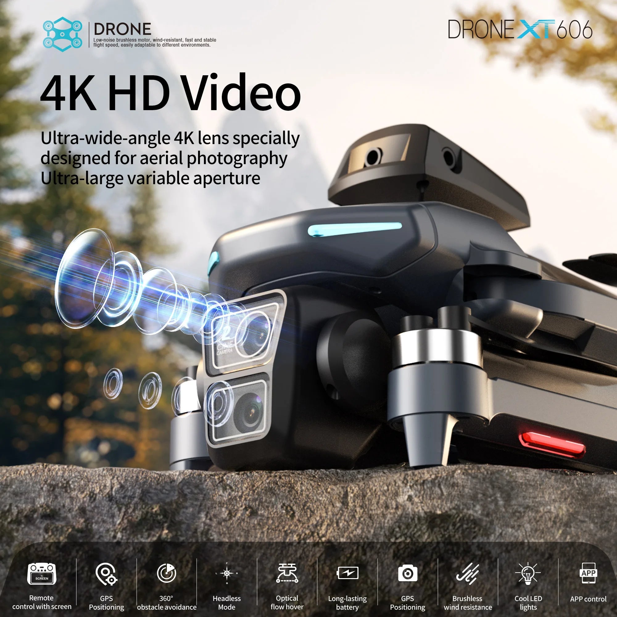 Lenovo XT606 GPS Drone 4K Professional  8K HD Dual Camera Gimbal  360°Obstacle Avoidance Brushless RC Quadcopter Dron toys