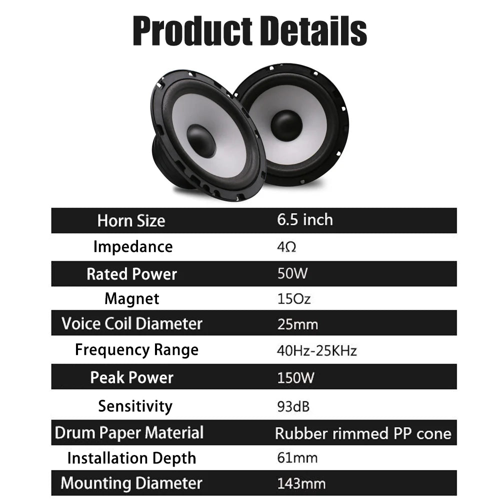 4/5/6.5 Inch Car Speaker Sets HIFI Sound Quality Mini Dome Tweeter Speaker High Power Silk Film Speaker Car Audio Modification