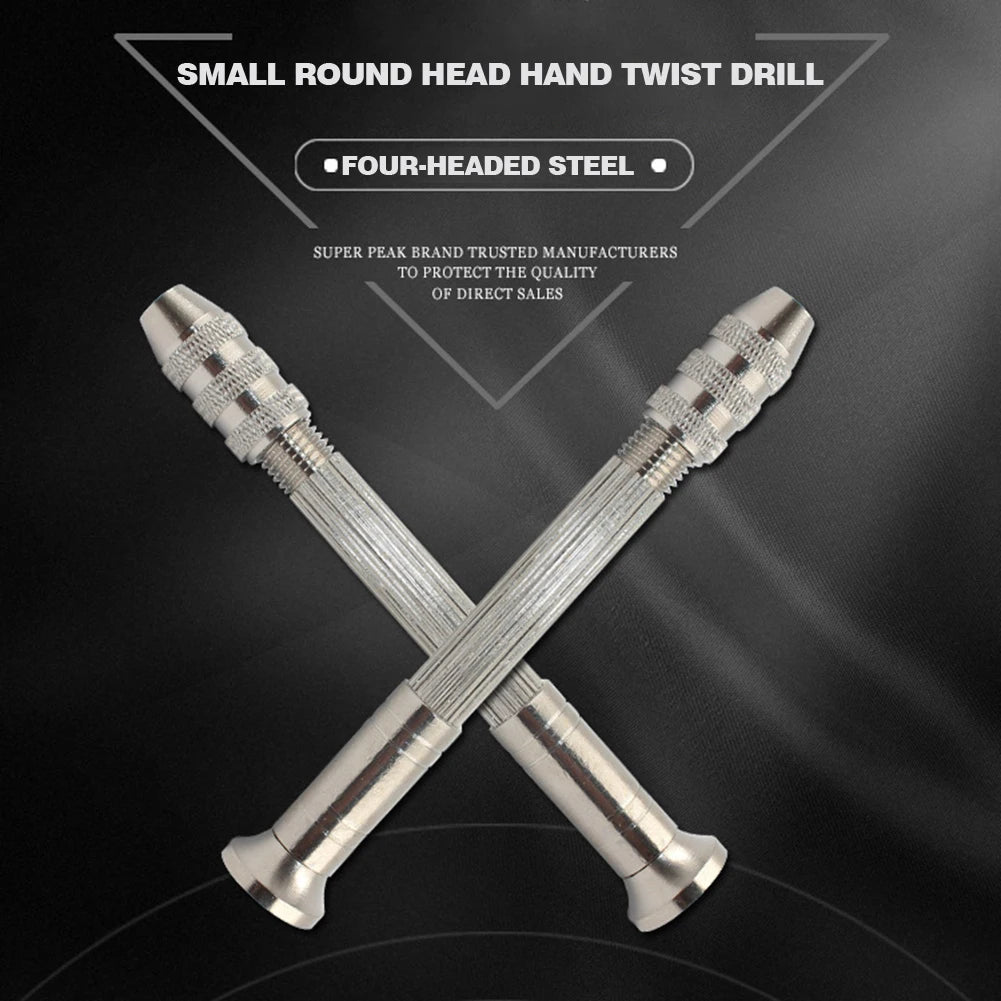 DIY Woodworking Drilling Rotary Tools Manual Aluminum Alloy Micro Hand Drill Non-slip Handle with 10pcs Drill Bits