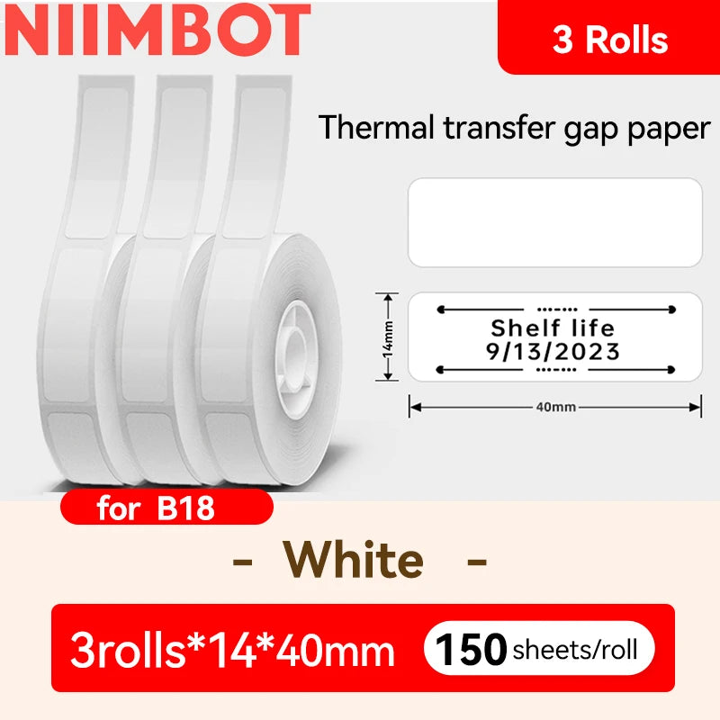 Niimbot N1/B18 Thermal Transfer Label Printer Self-Adhesive Waterproof Cord Labels Tag Wireless Label Maker Cable with Ribbon