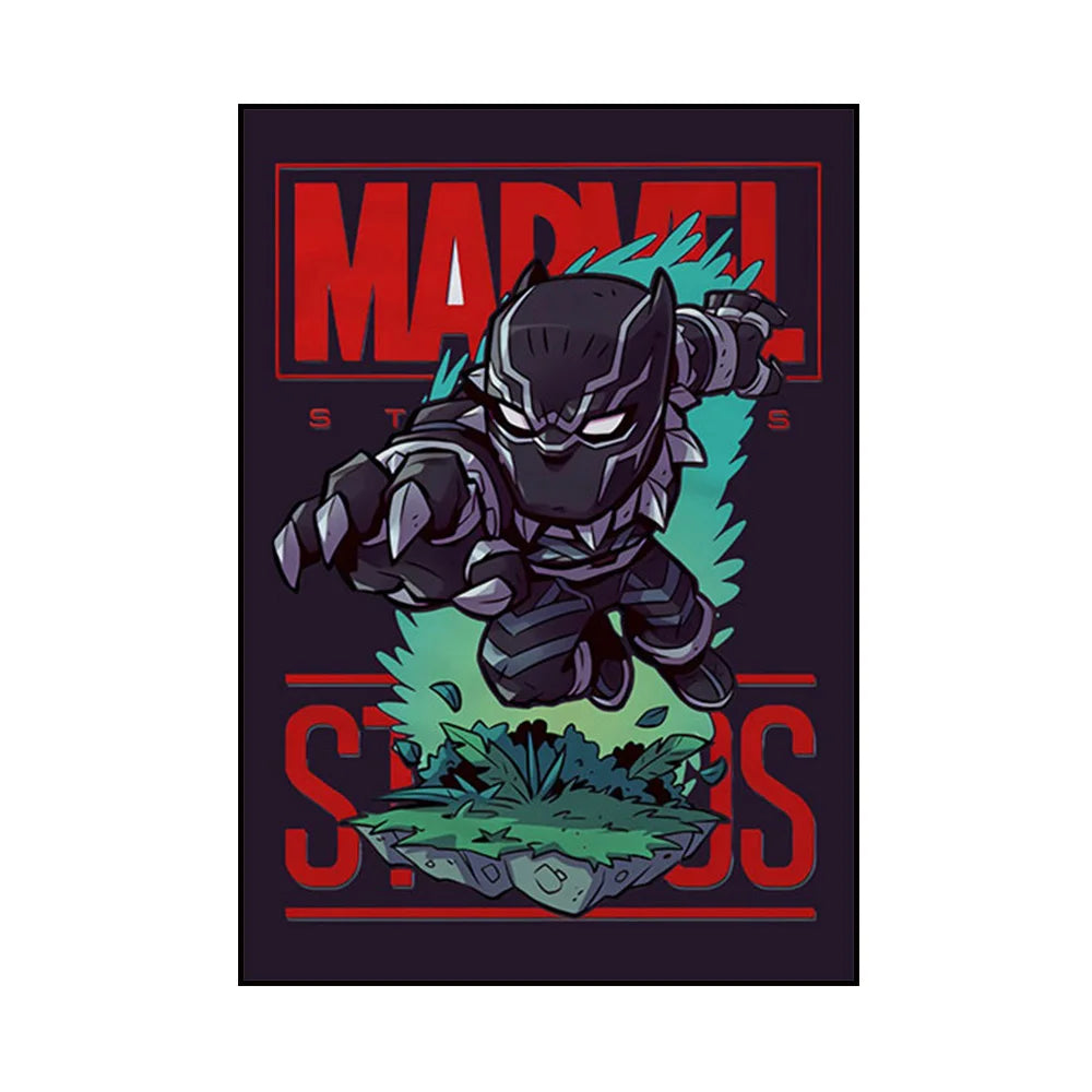 Frameless Marvel Superhero Wall Art Posters SpiderMan Iron Man Avengers Cartoon Canvas Painting Print Modern Kid Room Home Decor