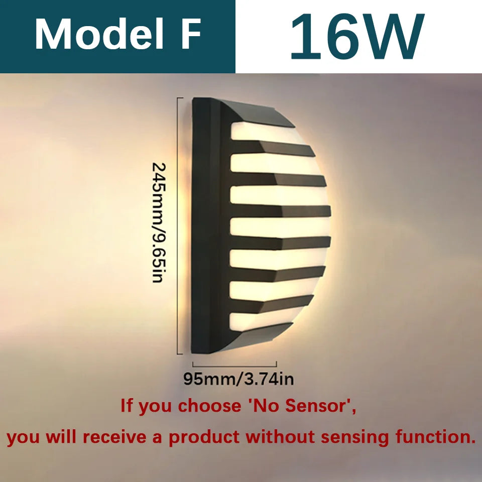 LED Outdoor Wall Light Wall Lamp Motion Sensor AC110V 220V Waterproof Modern Indoor Home Balcony Path Porch Garden Decoration