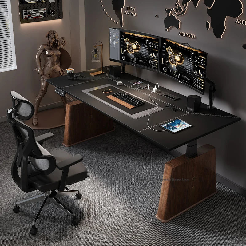 Modern Electric Height-Adjustable Desk Computer Desk Stand Office Smart Solid Wood Office Study Writing Desk Gaming Table FYCD