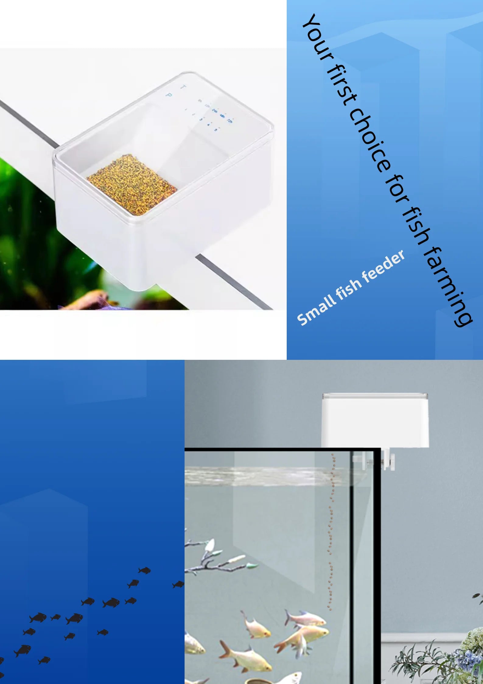 LED Aquarium Digital Fish Tank 70ml Intelligent Digital Automatic Fishes Feeder with Timer Pet Feeding Fish Food Dispenser Food