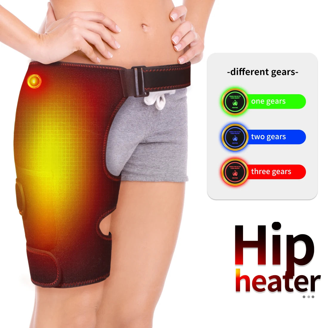Heated Hip Support Brace Hip Heating Pad for Hip Sciatica Pain Relief with Massager Thigh Buttock Electric Heat Pad Family Gift