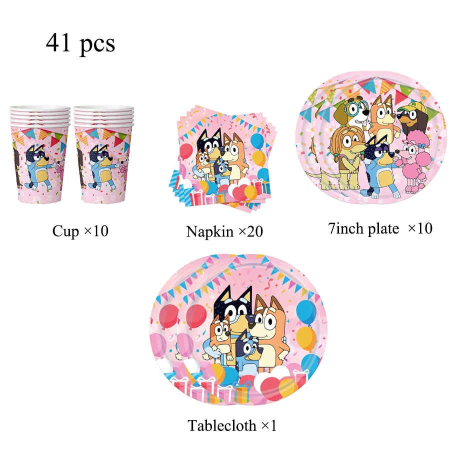 Blue dog Birthday Party Supplies Goodie Bag Stuffers Fillers Tableware Plates Cups Napkins Tablecloth Party Favor Decorations